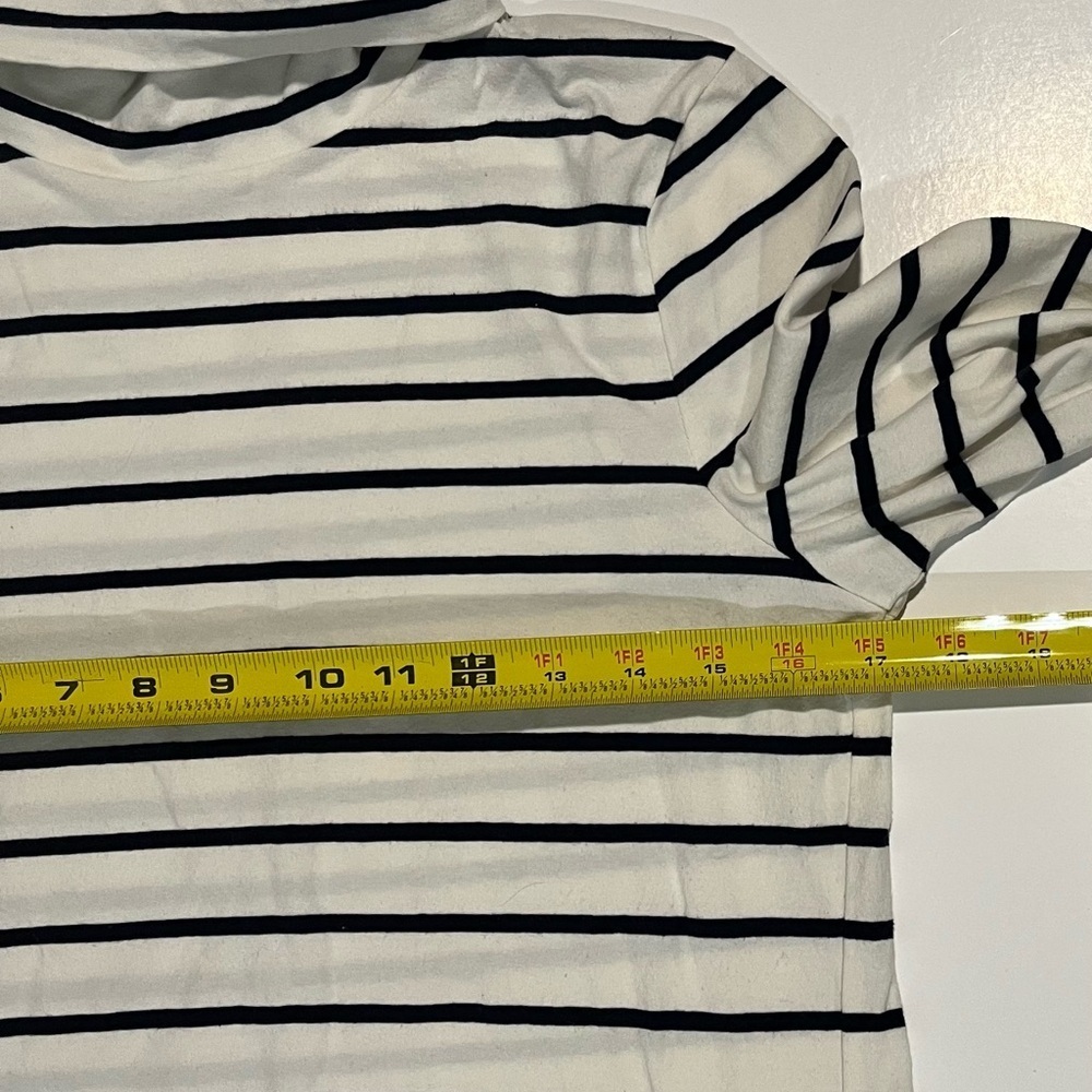 Talbots White and Blue Fitted Ribbed Long Sleeve Tee - Picture 4 of 4